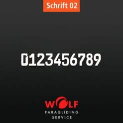 Schrift Übersicht für NR02 Schriftart für paragliding world cup oder SHV 40 cm.