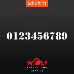 Schrift Übersicht für NR11 Schriftart für paragliding world cup oder SHV 40 cm.