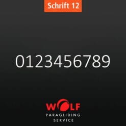 Schrift Übersicht für NR12 Schriftart für paragliding world cup oder SHV 40 cm.