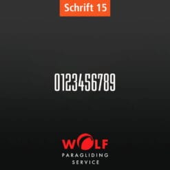 Schrift Übersicht für NR15 Schriftart für paragliding world cup oder SHV 40 cm.