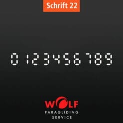 SHV-Nummer 40 cm am Untersegel kleben Schrift Übersicht für NR22 Schriftart für PWC paragliding world cup pder SHV 40 cm.