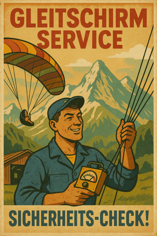 Gleitschirm-Check-Inspektion in den Alpen