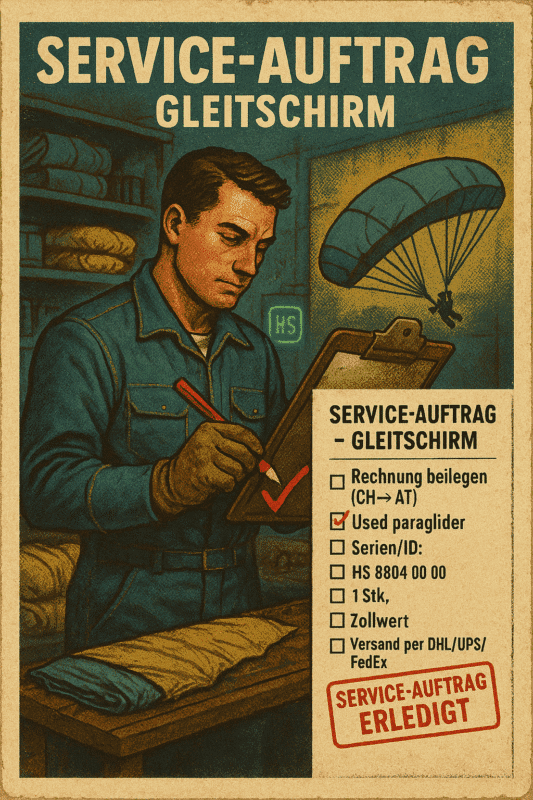 Vintage Gleitschirm-Service im Retro-Stil