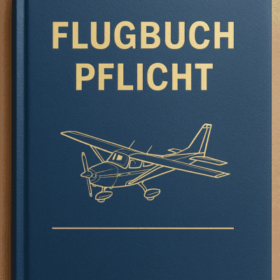 Flugbuch mit Flugzeugzeichnung